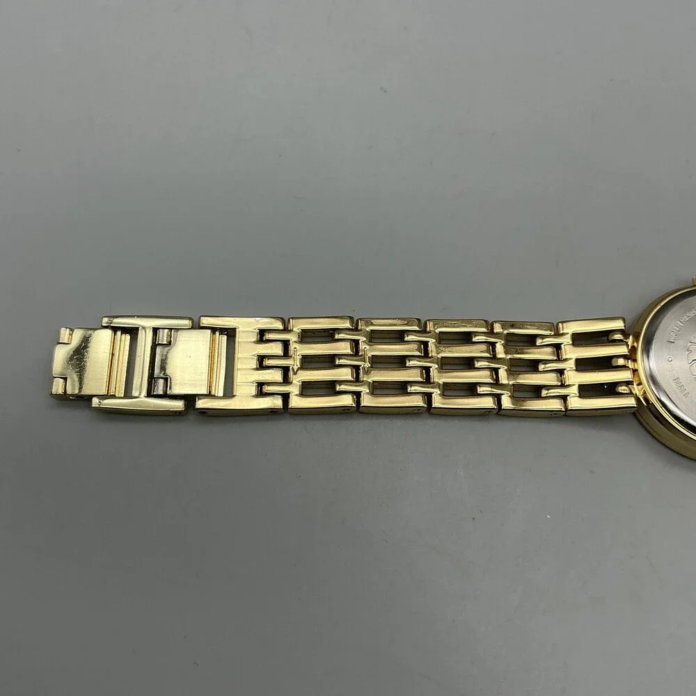 Anne Klein Womens Watch 30mm Black Dial Gold Tone Diamond New Battery 7.5